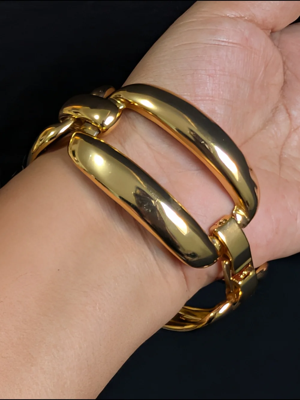 J Crew Golden Metallic Linked Chain Cuff Bracelet - Women Jewelry